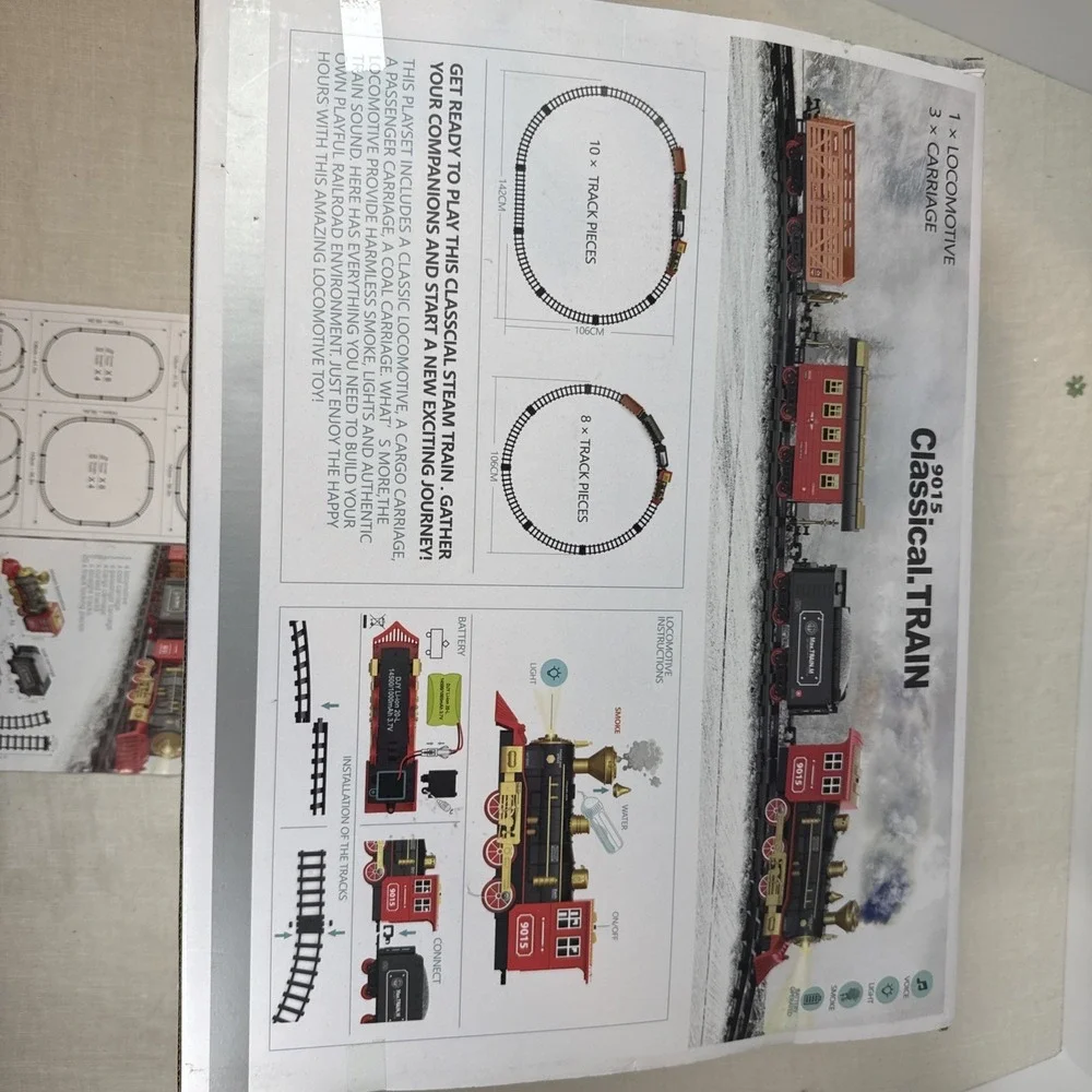 Hot Bee 9015 Classical Train Set‎ Toy Smoke Light Battery Operated w/Train Sound